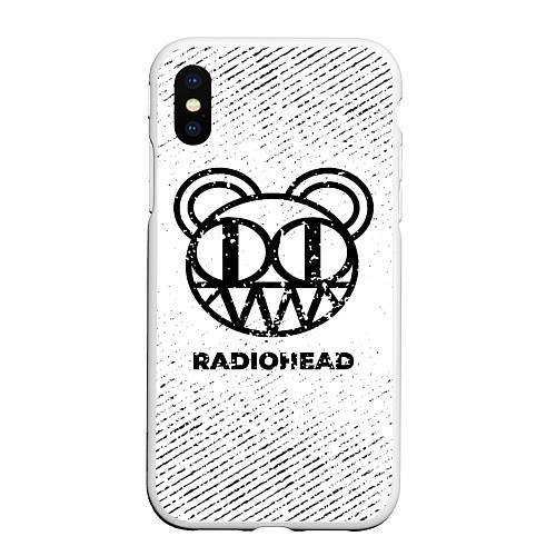 Чехол iPhone XS Max матовый Radiohead с потертостями на светлом фоне / 3D-Белый – фото 1