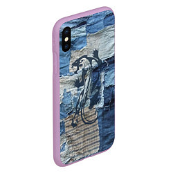 Чехол iPhone XS Max матовый Cotton Rag - Patchwork -Tiger, цвет: 3D-сиреневый — фото 2