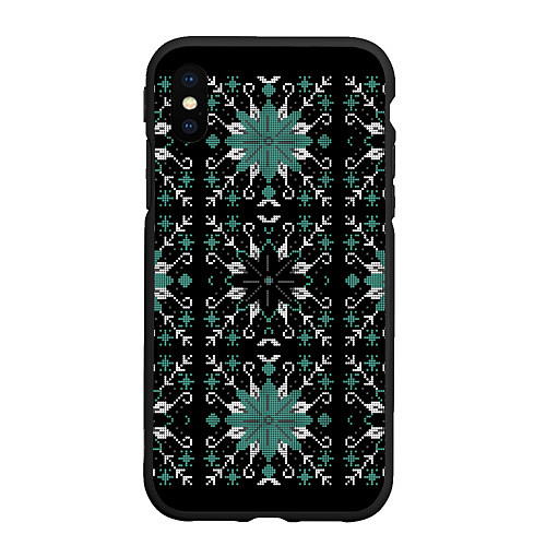 Чехол iPhone XS Max матовый Узор из мозаики / 3D-Черный – фото 1