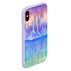 Чехол iPhone XS Max матовый Прибрежный город на закате абстракция, цвет: 3D-светло-сиреневый — фото 2