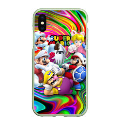 Чехол iPhone XS Max матовый Super Mario - Gaming aesthetics - Collage, цвет: 3D-салатовый