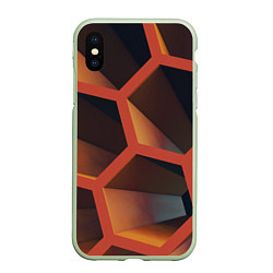 Чехол iPhone XS Max матовый Абстрактные шестигранные фигуры, цвет: 3D-салатовый