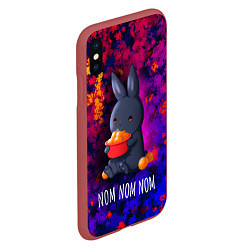 Чехол iPhone XS Max матовый Кролик с мандаринами - Nom nom nom, цвет: 3D-красный — фото 2