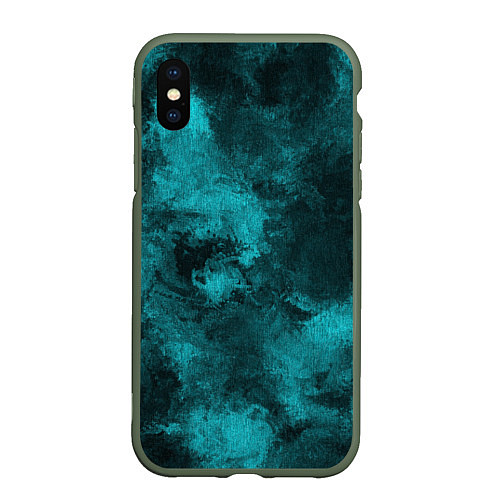 Чехол iPhone XS Max матовый Малахитовая абстракция / 3D-Темно-зеленый – фото 1