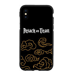 Чехол iPhone XS Max матовый Attack on Titan anime clouds