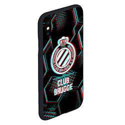 Чехол iPhone XS Max матовый Club Brugge FC в стиле glitch на темном фоне, цвет: 3D-черный — фото 2