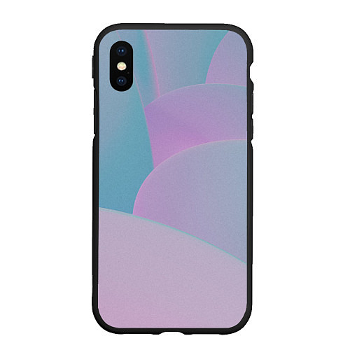 Чехол iPhone XS Max матовый Розовые и голубые волны / 3D-Черный – фото 1