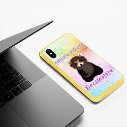 Чехол iPhone XS Max матовый Мама -панда, цвет: 3D-желтый — фото 2