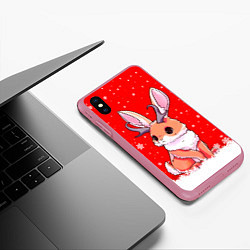 Чехол iPhone XS Max матовый Кролик олень - кролик с рожками, цвет: 3D-малиновый — фото 2