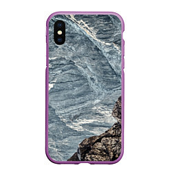 Чехол iPhone XS Max матовый Море и гора, цвет: 3D-фиолетовый