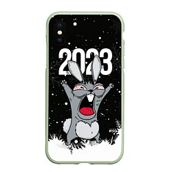 Чехол iPhone XS Max матовый Злой кролик 2023, цвет: 3D-салатовый