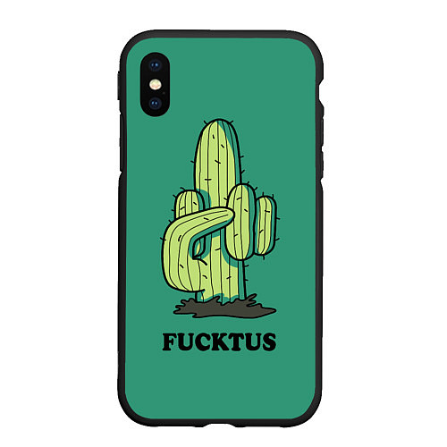 Чехол iPhone XS Max матовый Fucktus cactus / 3D-Черный – фото 1