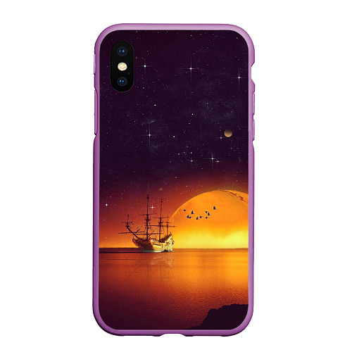 Чехол iPhone XS Max матовый Летучий голандец / 3D-Фиолетовый – фото 1