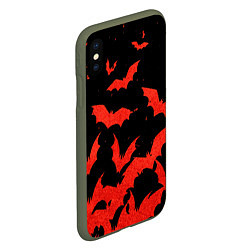 Чехол iPhone XS Max матовый Летучие мыши красные, цвет: 3D-темно-зеленый — фото 2