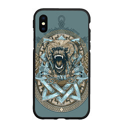 Чехол iPhone XS Max матовый Голова медведя-викинга, цвет: 3D-черный
