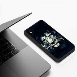 Чехол iPhone XS Max матовый Голова царя-зверей льва, цвет: 3D-черный — фото 2