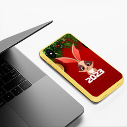 Чехол iPhone XS Max матовый Кролик 2023, цвет: 3D-желтый — фото 2
