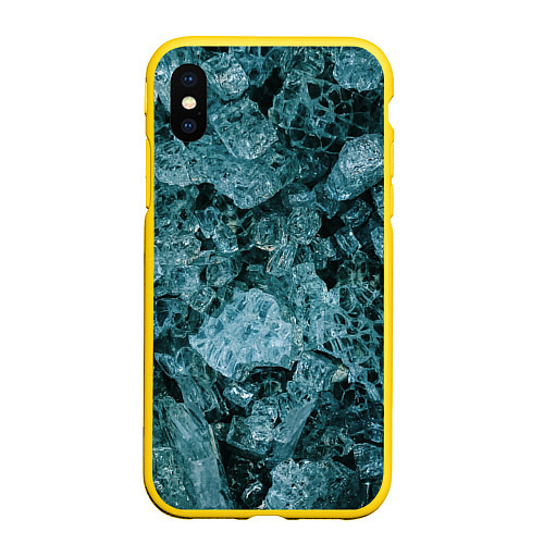 Чехол iPhone XS Max матовый Голубые кристаллы / 3D-Желтый – фото 1