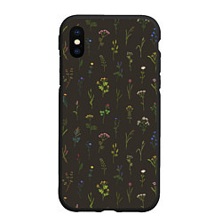 Чехол iPhone XS Max матовый Полевые растения на темном фоне