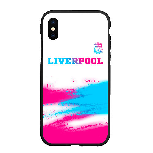 Чехол iPhone XS Max матовый Liverpool neon gradient style: символ сверху / 3D-Черный – фото 1