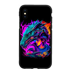 Чехол iPhone XS Max матовый Дракон и девушка - поп арт, цвет: 3D-черный