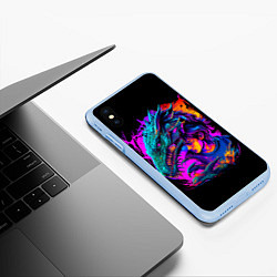 Чехол iPhone XS Max матовый Дракон и девушка - поп арт, цвет: 3D-голубой — фото 2