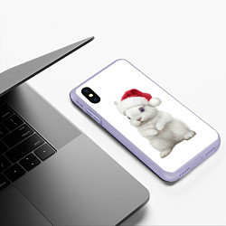 Чехол iPhone XS Max матовый Рождественский крольчонок, цвет: 3D-светло-сиреневый — фото 2