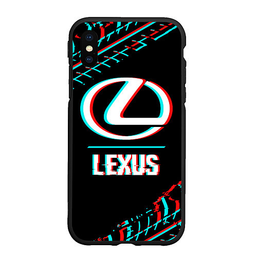 Чехол iPhone XS Max матовый Значок Lexus в стиле glitch на темном фоне / 3D-Черный – фото 1