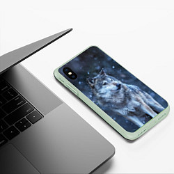 Чехол iPhone XS Max матовый Лесной волк, цвет: 3D-салатовый — фото 2