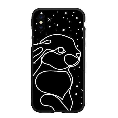 Чехол iPhone XS Max матовый Кролик и снегопад / 3D-Черный – фото 1