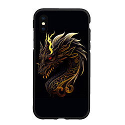 Чехол iPhone XS Max матовый Китайский дракон - ирезуми, цвет: 3D-черный