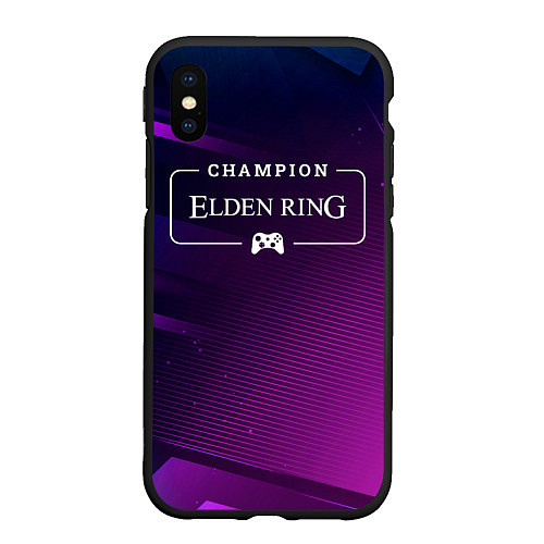 Чехол iPhone XS Max матовый Elden Ring gaming champion: рамка с лого и джойсти / 3D-Черный – фото 1