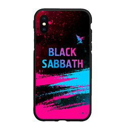 Чехол iPhone XS Max матовый Black Sabbath - neon gradient: символ сверху
