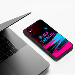 Чехол iPhone XS Max матовый Black Sabbath - neon gradient: символ сверху, цвет: 3D-черный — фото 2