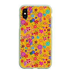 Чехол iPhone XS Max матовый Нарисованные цветы - орнамент