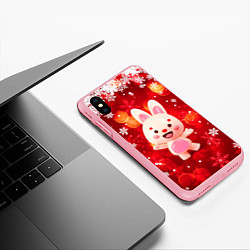 Чехол iPhone XS Max матовый Зайчик и снегопад, цвет: 3D-баблгам — фото 2