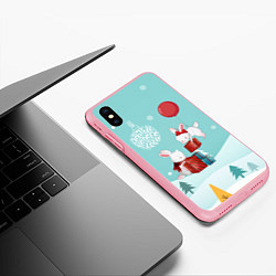 Чехол iPhone XS Max матовый Зайцы упаковывают подарки, цвет: 3D-баблгам — фото 2
