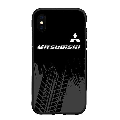 Чехол iPhone XS Max матовый Mitsubishi speed на темном фоне со следами шин: си / 3D-Черный – фото 1