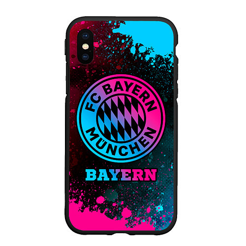 Чехол iPhone XS Max матовый Bayern - neon gradient / 3D-Черный – фото 1