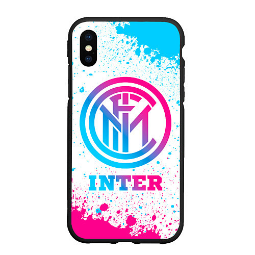 Чехол iPhone XS Max матовый Inter neon gradient style / 3D-Черный – фото 1