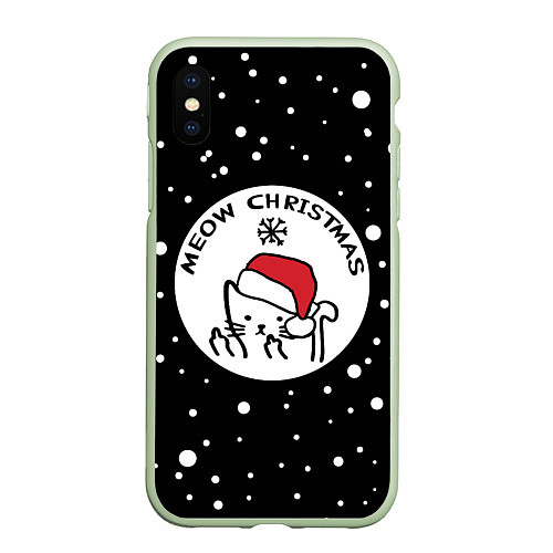 Чехол iPhone XS Max матовый Meow Christmas / 3D-Салатовый – фото 1