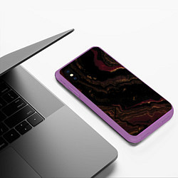 Чехол iPhone XS Max матовый Золотистые блёстки и песок, цвет: 3D-фиолетовый — фото 2