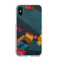 Чехол iPhone XS Max матовый Множество абстрактных кубиков, цвет: 3D-белый