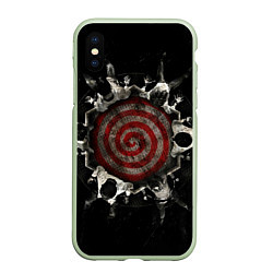 Чехол iPhone XS Max матовый Спираль арт, цвет: 3D-салатовый