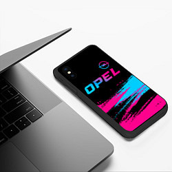 Чехол iPhone XS Max матовый Opel - neon gradient: символ сверху, цвет: 3D-черный — фото 2