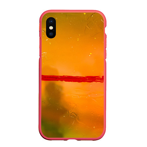 Чехол iPhone XS Max матовый Оранжевый туман и красная краска / 3D-Красный – фото 1