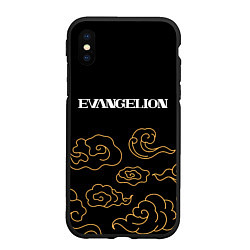 Чехол iPhone XS Max матовый Evangelion anime clouds, цвет: 3D-черный