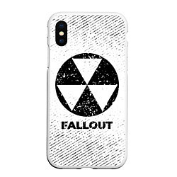 Чехол iPhone XS Max матовый Fallout с потертостями на светлом фоне, цвет: 3D-белый