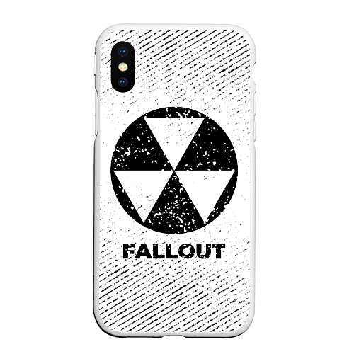 Чехол iPhone XS Max матовый Fallout с потертостями на светлом фоне / 3D-Белый – фото 1