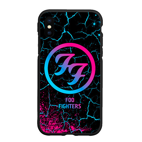 Чехол iPhone XS Max матовый Foo Fighters - neon gradient / 3D-Черный – фото 1
